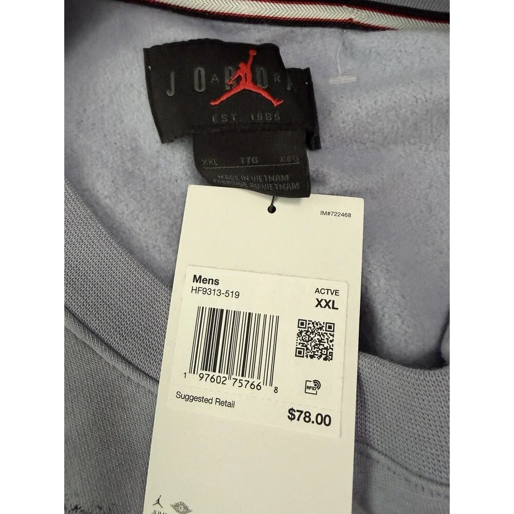 Air Jordan Fleece Sweatshirt Men Sz 2XL Purple Crewneck Pullover HF9313-519 NWT